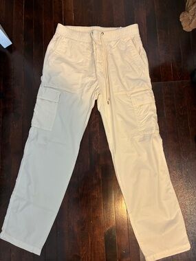 James Perse Cream Cargo Pants with Drawstring Waist